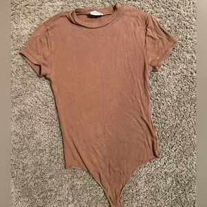 Lovers + Friends Brown Short Sleeve Bodysuit